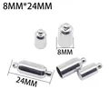 Κυλινδρικά κουμπώματα από ανοξείδωτο ατσάλι 8mm για κατασκευή κοσμημάτων DIY - Στυλ Κυλίνδρου Σφαίρας (24mm) / 8mm (10 Τεμάχια/Συσκευασία) / Ασημί