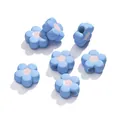 Light blue and pink acrylic flower beads with center holes for DIY jewelry making - (16*16.5mm/Hole 4mm) 5 Pieces / Blue