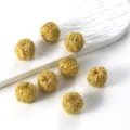 Set of 8 mustard yellow wool felt balls for DIY jewelry and handmade crafts projects - 15x18mm (Hole 5mm) / Yellow
