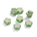 Green and pink flower acrylic beads for handmade DIY bracelet making floral components - (16*16.5mm/Hole 4mm) 5 Pieces / Green