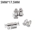 Makroaufnahme silberner Magnetverschlüsse für Schmuck mit Maßen 5mm x 17,5mm für DIY Ketten - Smooth Cylinder Style (17.5mm) / 5mm (10 Stück/Packung) / Silber