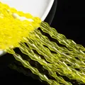 Strand of faceted bright yellow tube crystal glass beads for DIY jewelry making - Large / Transparent Yellow