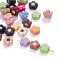 Colorful matte acrylic flower beads for handmade DIY necklaces and jewelry making - (16*16.5mm/Hole 4mm) 5 Pieces / Mixed Random