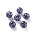 Paarse acryl kralen met luipaardprint voor DIY-sieraden maken en kettingen knutselen - Sferische Luipaardprint Stijl / 2 Stuks/Set / Paars