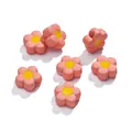 Pink and yellow matte acrylic flower beads with center hole for DIY jewelry making - (16*16.5mm/Hole 4mm) 5 Pieces / Orange