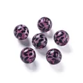 DIY paarse doorschijnende ronde acryl kralen met luipaardprint voor sieraden maken - Sferische Luipaardprint Stijl / 2 Stuks/Set / Roze