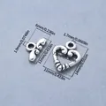 Antik-silberner Herz-Knebelverschluss aus Zinklegierung für DIY-Schmuck mit Maßangaben - Ruyi Herz-Stil / 10 Sets