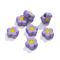DIY flower beads with purple petals and yellow center for handmade jewelry crafts - (16*16.5mm/Hole 4mm) 5 Pieces / Purple
