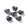 Blauwe en bruine acryl hartkralen met luipaardprint voor het maken van DIY-sieraden - Hart Luipaardprint Stijl / 2 Stuks/Set / Blauw