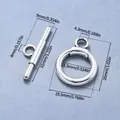 OT-Knebelverschluss-Set aus Zinklegierung in Antik-Silber für handgefertigten DIY-Schmuck - Schlichter Ring / 10 Sets