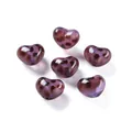 Perline a cuore bordeaux scuro con motivo leopardato per la creazione di gioielli fai da te - Stile con Stampa Leopardata a Cuore / 2 Pezzi/Set / Viola