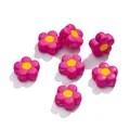 Pink acrylic flower beads with yellow center for handmade DIY jewelry bracelets - (16*16.5mm/Hole 4mm) 5 Pieces / Rose Red