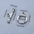 Antik versilberter Knebelverschluss aus Zinklegierung für DIY Armbänder Schmuckbau - Gerippt / 10 Sets