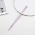 Adjustable light pink snake pattern PU leather wristband with silver metal buckle - Square Buckle / Light Purple