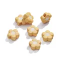 Matte yellow acrylic flower beads with white center for DIY jewelry making - (16*16.5mm/Hole 4mm) 5 Pieces / Yellow