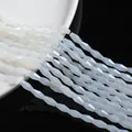 Opalite semi-transparent multifaceted cylinder glass beads for DIY jewelry making - Medium / Jelly Milky White