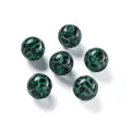 Perle rotonde in acrilico verde smeraldo traslucido con motivo leopardato nero - Stile con Stampa Leopardata Sferica / 2 Pezzi/Set / verde scuro