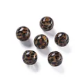 Perle sferiche in acrilico con stampa leopardata per la creazione di gioielli fai da te - Stile con Stampa Leopardata Sferica / 2 Pezzi/Set / Marrone Chiaro