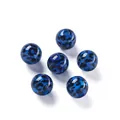 Perle rotonde in acrilico blu con stampa leopardata per gioielli fatti a mano - Stile con Stampa Leopardata Sferica / 2 Pezzi/Set / Blu scuro
