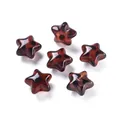 Perle in acrilico a forma di stella con motivo leopardato ambra per gioielli fai da te - Stile con Stampa Leopardata Pentagramma / 2 Pezzi/Set / Marrone