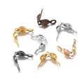 Assorted DIY jewelry bead tips and fold-over calottes in multiple metallic finishes - 4x7mm / Multicolor