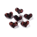 Set di sei perline in acrilico ambrato a forma di cuore con stampa leopardata per gioielli - Stile con Stampa Leopardata Cuore Piatto / 2 Pezzi/Set / Marrone