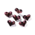 Perline di acrilico a cuore traslucido con macchie leopardate viola per gioielli fai-da-te - Stile con Stampa Leopardata Cuore Piatto / 2 Pezzi/Set / Rosa
