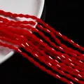 Vibrant red faceted elongated crystal glass beads for DIY jewelry and necklace making - Small / Solid Red