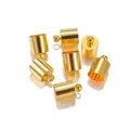 Polished 18K gold finish metal cylinder end caps with loops for DIY jewelry making - 3*8mm (50 Pieces/Pack) / Gold