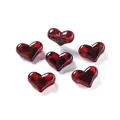 Perle in acrilico a forma di cuore rosso scuro con motivo leopardato per gioielli DIY - Stile con Stampa Leopardata Cuore Piatto / 2 Pezzi/Set / Rosso