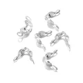 Detail of silver calotte crimp beads and fold-over shell connectors for jewelry making - 4x7mm / Silver