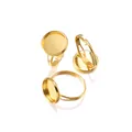 Three adjustable golden vintage ring bases with round trays for DIY jewelry making - 8mm (10pcs/pack) / Gold