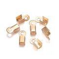 DIY jewelry making components including seven shiny gold metal fold-over crimp end connectors - 3*6mm / KC Gold