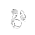 Adjustable silver DIY ring base with round flat tray for resin jewelry making - Silver