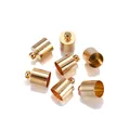 Golden polished cylindrical tassel end caps with loops for DIY jewelry making set of seven - 3*8mm (50 Pieces/Pack) / KC Gold