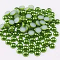 Grass green flatback ABS imitation half round pearls for DIY jewelry and nail art - 2mm / Olive Green