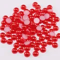 Flatback round red ABS faux pearls for DIY crafts, nail art and garment accessories - Red