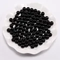 Macro-opname van glanzende zwarte ABS-imitatieparels met gaatjes voor DIY-sieraden - 3mm (400 Stuks/Pak) / Zwart
