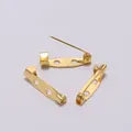 Golden safety pin brooch base with two holes and a secure rotating lock mechanism - 15mm / Gold