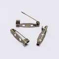 Antique bronze safety pin brooch back with 3 holes and locking clasp for DIY jewelry - 15mm / Antique Bronze