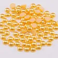 Flatback golden faux pearls with glossy finish for DIY crafts and nail art decoration - Gold Yellow