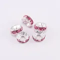 Distanziatori argentati con strass rosa vibrante per la creazione di gioielli fai da te - Rosa