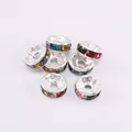 Perline distanziatrici colorate in cristallo per creazione di gioielli fai-da-te e bracciali - Argento/Zirconia AB