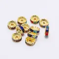 Perline distanziatrici dorate con strass multicolori per la creazione di gioielli - Oro con zircone multicolore