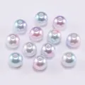 Macro detail of gradient macaron aurora pearls with central holes for DIY jewelry making - 3mm (400 Pieces/Pack) / Tiffany Blue