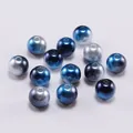 Gradient blue and silver ABS imitation round pearls with holes for DIY jewelry making - 3mm (400 Pieces/Pack) / Black Blue