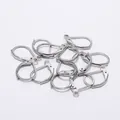 Makroansicht von Edelstahl Klappbrisuren Ohrhaken für DIY Schmuckherstellung - 20 Stück/Packung (15*10mm) / Stahlfarben