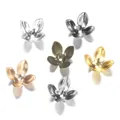 DIY jewelry 3-petal metal flower bead caps in six plating colors for crafting - 15*8mm (50 Pieces/Pack) / Multicolor