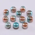 DIY jewelry beads with pink-orange and light blue gradient finish and pearl luster - Blue Coffee