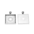 Base per pendente quadrato 25mm in lega d'argento con trama radiale geometrica DIY - Stile Quadrato Raggiera / Argento Antico